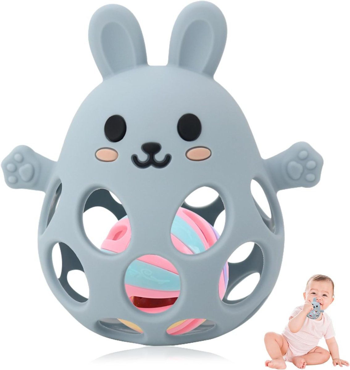 Anneau de dentition Montessori et hochet pour bébé 0-6 mois – Image 2
